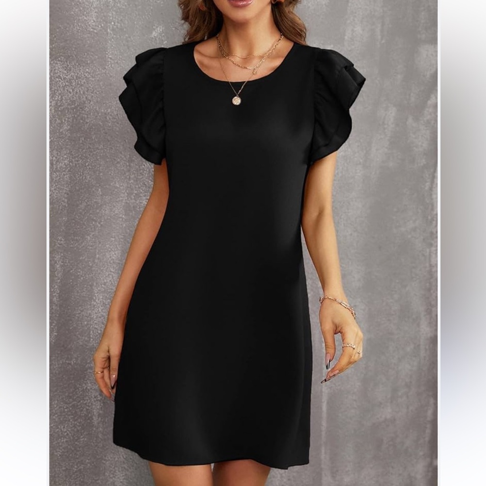Uniqlo Black Ruffle Sleeve Dress